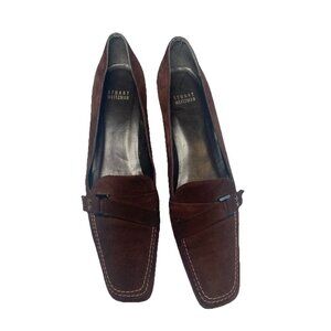 Stuart Weitzman Womens Brown Suede Leather Kitten Heel Shoe Size 8-1/2 N Buckle